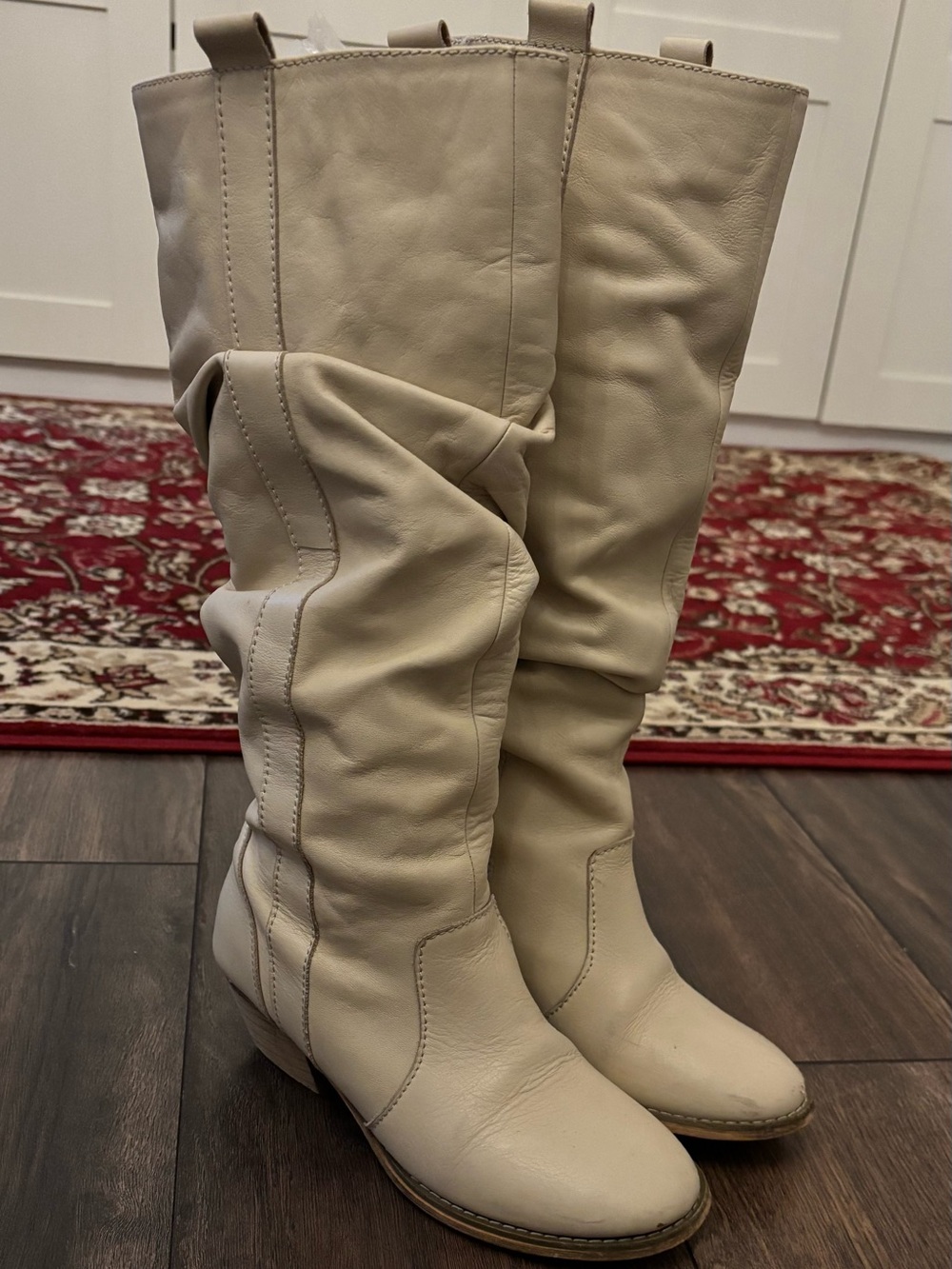 Off-white knee high boots